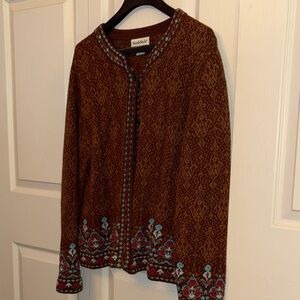 NorthStyle Brown sweater /Jacket with Blue, red and light blue detail